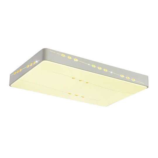 Led Flush Mount Light With Crystal Accent White Simple Style - Rectangle/Square/Round Design