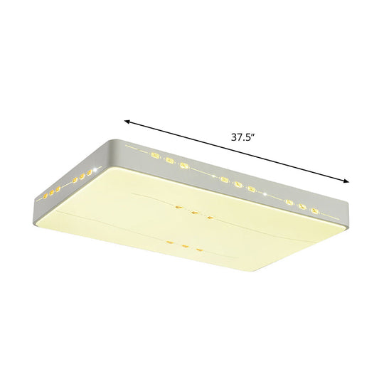 Led Flush Mount Light With Crystal Accent White Simple Style - Rectangle/Square/Round Design