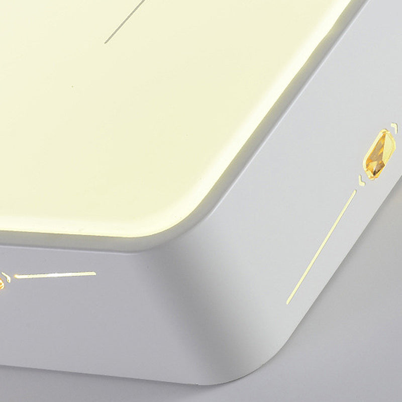 Led Flush Mount Light With Crystal Accent White Simple Style - Rectangle/Square/Round Design