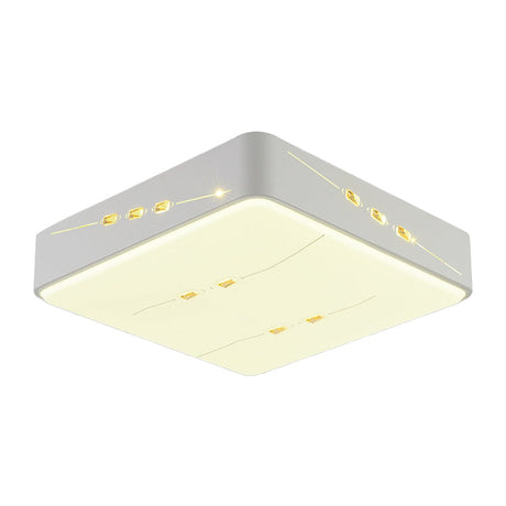 Led Flush Mount Light With Crystal Accent White Simple Style - Rectangle/Square/Round Design