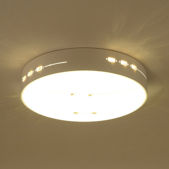 Led Flush Mount Light With Crystal Accent White Simple Style - Rectangle/Square/Round Design