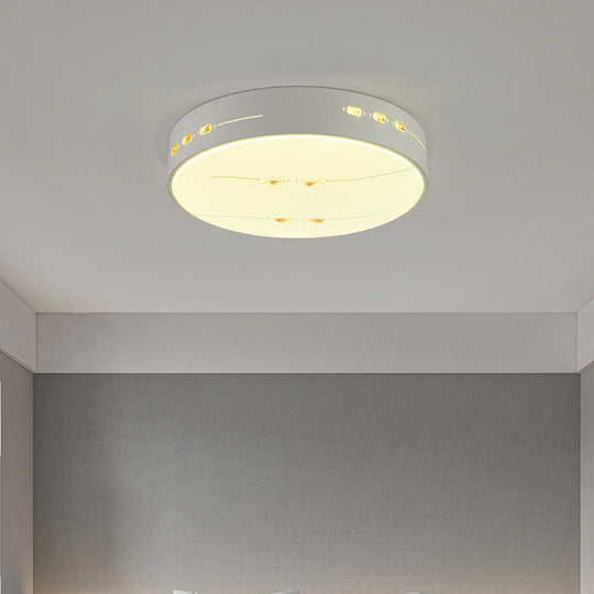Led Flush Mount Light With Crystal Accent White Simple Style - Rectangle/Square/Round Design