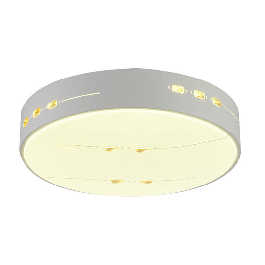 Led Flush Mount Light With Crystal Accent White Simple Style - Rectangle/Square/Round Design