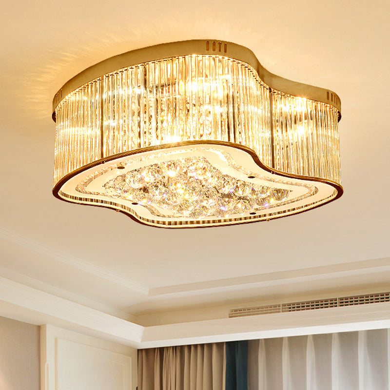 Modern Geometric Crystal Flush Mount Ceiling Light Fixture - 4 - Gold Head Design