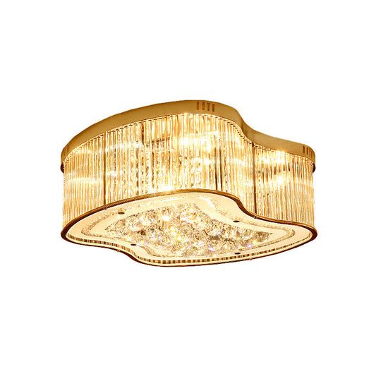 Modern Geometric Crystal Flush Mount Ceiling Light Fixture - 4 - Gold Head Design
