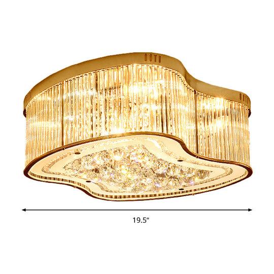 Modern Geometric Crystal Flush Mount Ceiling Light Fixture - 4 - Gold Head Design