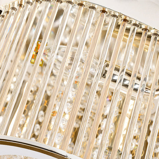 Modern Geometric Crystal Flush Mount Ceiling Light Fixture - 4-Gold Head Design