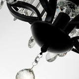 Contemporary 4-Head Semi Flush Crystal Light Fixture: Round Block Design In Black With White