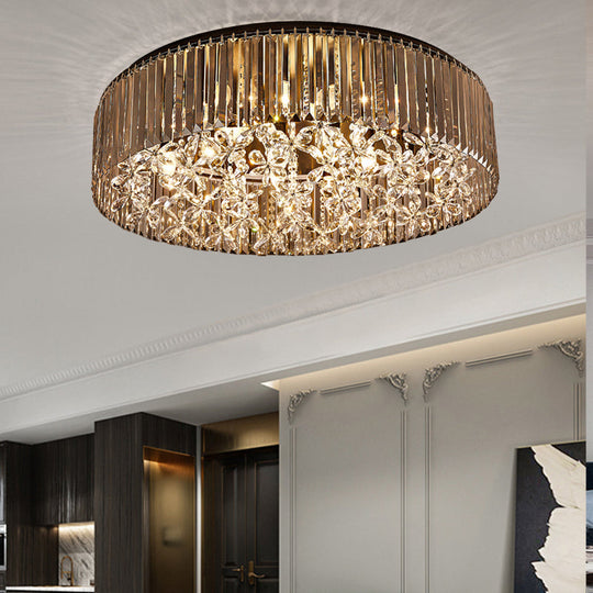 Contemporary Black Crystal 4 - Head Flush Mount Ceiling Light