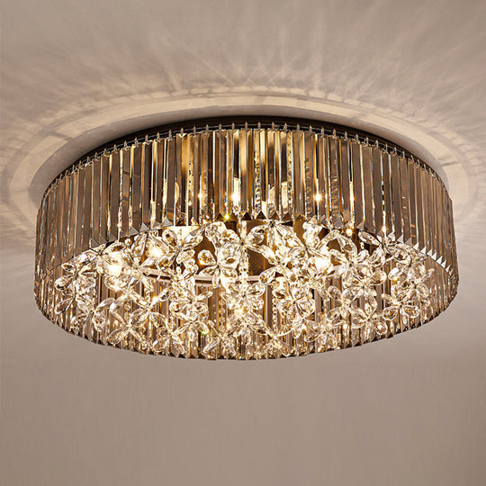 Contemporary Black Crystal 4 - Head Flush Mount Ceiling Light