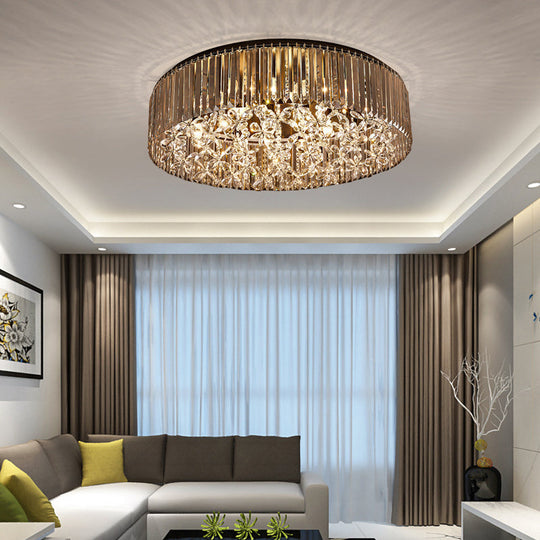 Contemporary Black Crystal 4 - Head Flush Mount Ceiling Light