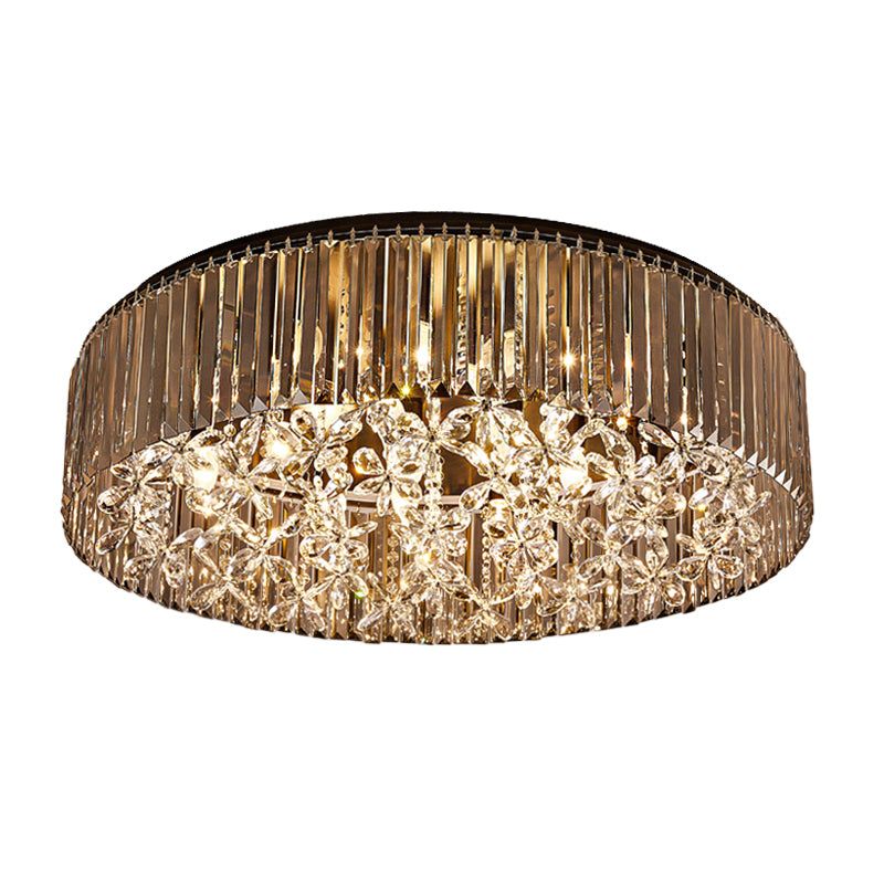 Contemporary Black Crystal 4 - Head Flush Mount Ceiling Light