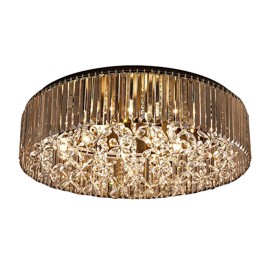 Contemporary Black Crystal 4-Head Flush Mount Ceiling Light