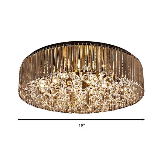 Contemporary Black Crystal 4-Head Flush Mount Ceiling Light
