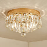 Postmodern Crystal Block Flush Mount Light Fixture - Two Heads Gold Finish
