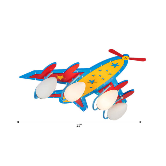 Chic Modern Flush Mount Ceiling Light Fixture With 3 Multi-Color Metal Bulbs For Kindergarten