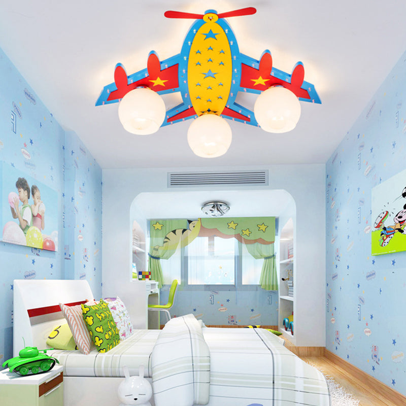 Chic Modern Flush Mount Ceiling Light Fixture With 3 Multi-Color Metal Bulbs For Kindergarten /