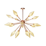 Industrial Diamond Glass Chandelier Lamp With Starburst Design - 9/12/15 Lights 21 / Amber