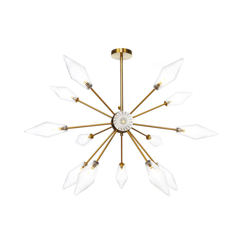 Vintage Diamond Hanging Fixture Chandelier - Amber/Clear Glass 9/12/15 Heads Adjustable Rod For