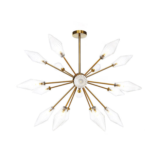 Vintage Diamond Hanging Fixture Chandelier - Amber/Clear Glass 9/12/15 Heads Adjustable Rod For