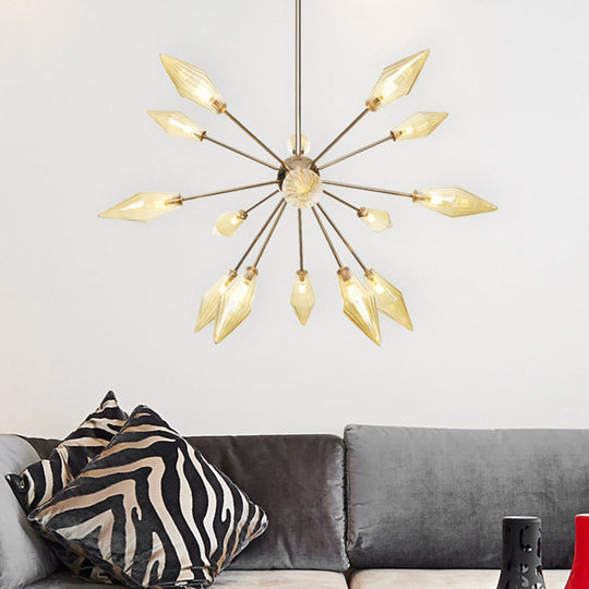 Industrial Stylish Diamond Shape Chandelier Light - 9/12/15-Head Indoor Hanging Fixture With