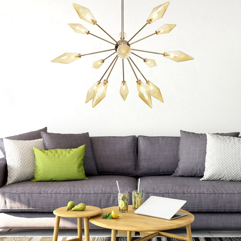 Industrial Stylish Diamond Shape Chandelier Light - 9/12/15-Head Indoor Hanging Fixture With