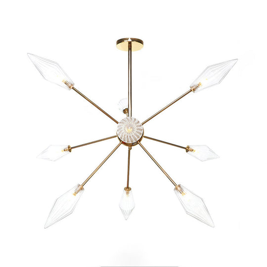 Industrial Stylish Diamond Shape Chandelier Light - 9/12/15-Head Indoor Hanging Fixture With