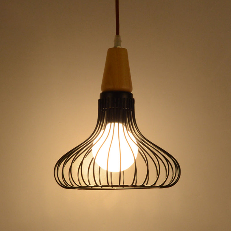 Vintage Black Metal Pendant Lamp For Restaurant With Diamond Urn And Pumpkin Design /