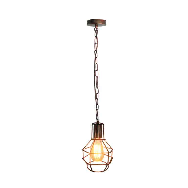 Industrial Metal Ceiling Pendant Light - Rust/Black Living Room