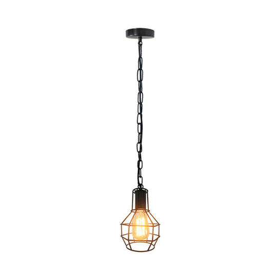 Industrial Metal Ceiling Pendant Light - Rust/Black Living Room