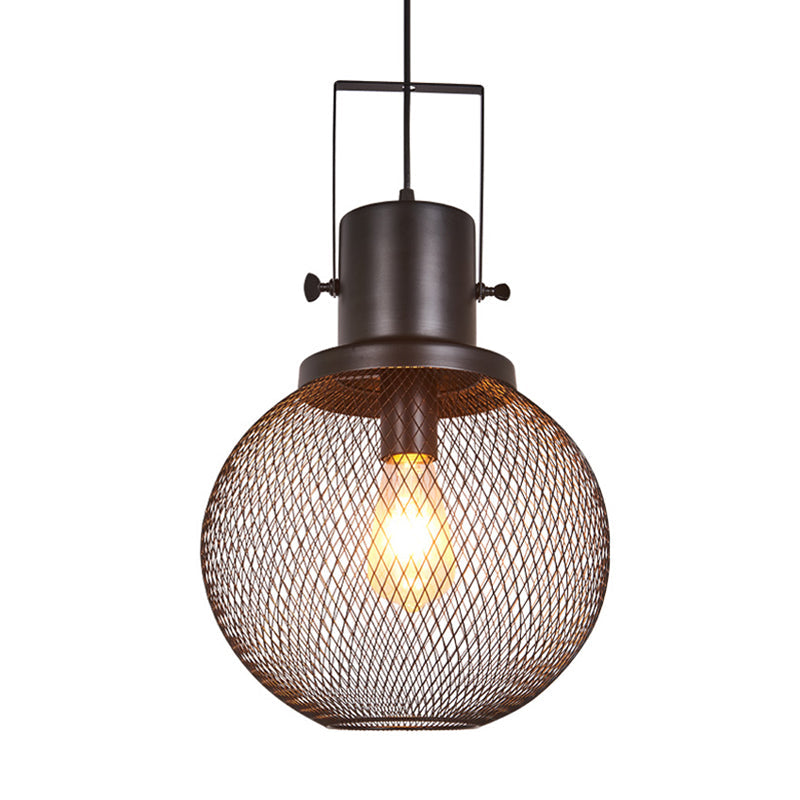 Black Antique Metal Pendant Lamp With Globe Design - Perfect For Dining Room Ceiling