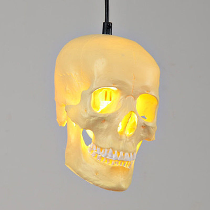 Farmhouse Skull Resin Pendant Light In White - Complete Hanging Kit
