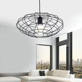 Vintage Metal Cage Pendant Light For Living Room - Black