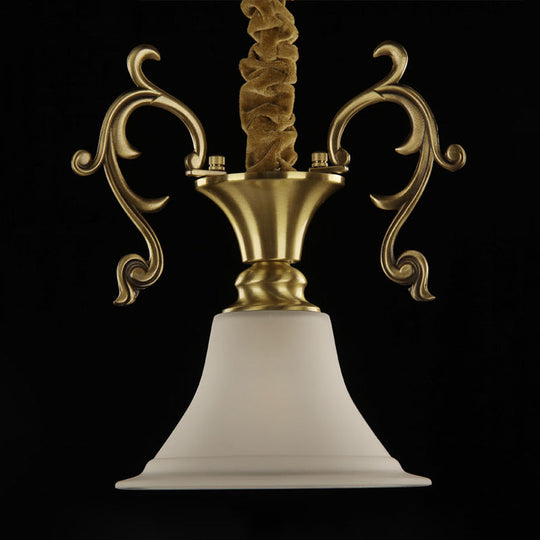 Classic Brass Hanging Ceiling Lamp With Frosted Glass Bowl - Ideal For Porch
