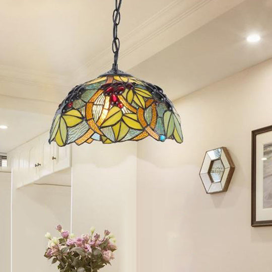 Tiffany Green/Blue Kitchen Ceiling Pendant Light With Stained Glass Shade