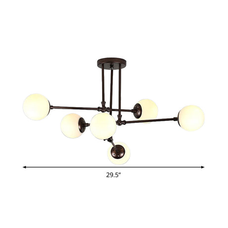 Modern White Glass Bubble Ceiling Chandelier With 6 Hanging Lights In Black