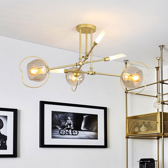 Contemporary 6/8-Head Chandelier With Gold Bowl Ceiling Suspension And Amber Glass Shade 6 /
