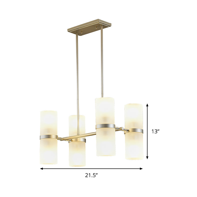 Modern 8-Light Gold Glass Tube Chandelier