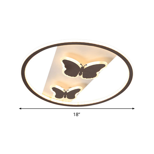 18.5/23 Modern Acrylic Brown Led Ceiling Fixture In Warm/White Light - Remote Control Dimmable