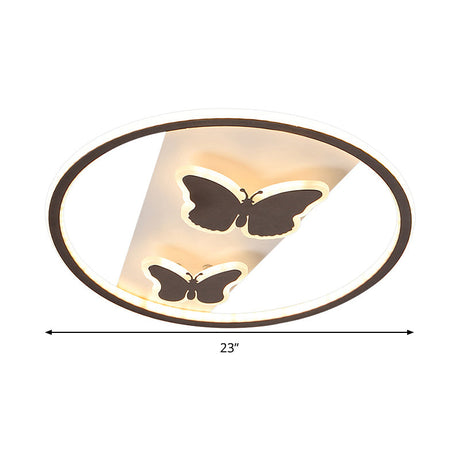 18.5/23 Modern Acrylic Brown Led Ceiling Fixture In Warm/White Light - Remote Control Dimmable
