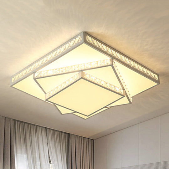 Modern Acrylic Led Square Ceiling Lamp - White Flush Mount Lighting 16/19.5/23.5 Wide & 3 Color