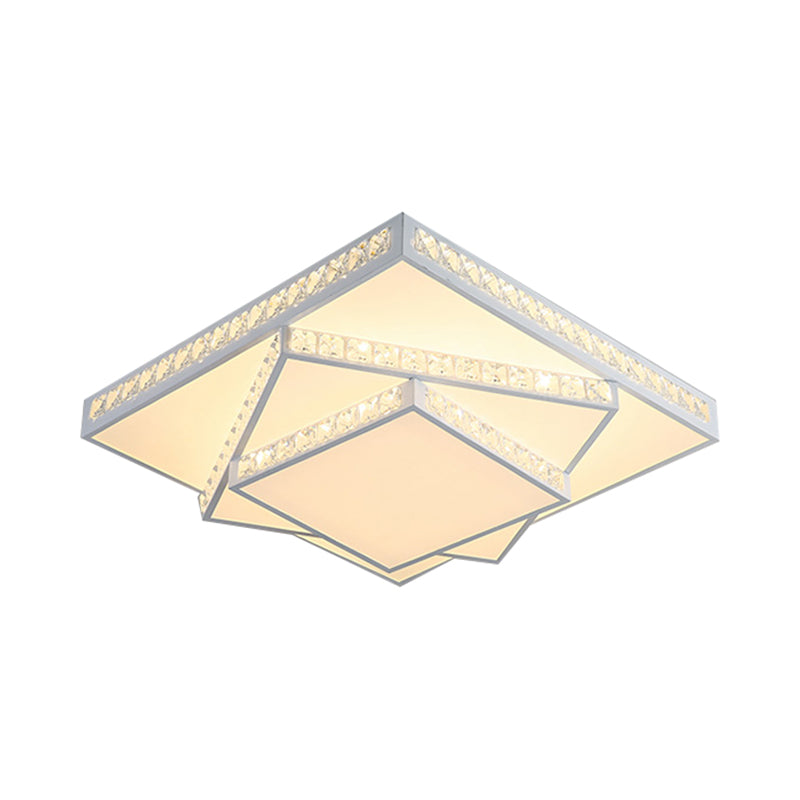Modern Acrylic Led Square Ceiling Lamp - White Flush Mount Lighting 16/19.5/23.5 Wide & 3 Color