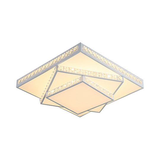 Modern Acrylic Led Square Ceiling Lamp - White Flush Mount Lighting 16/19.5/23.5 Wide & 3 Color