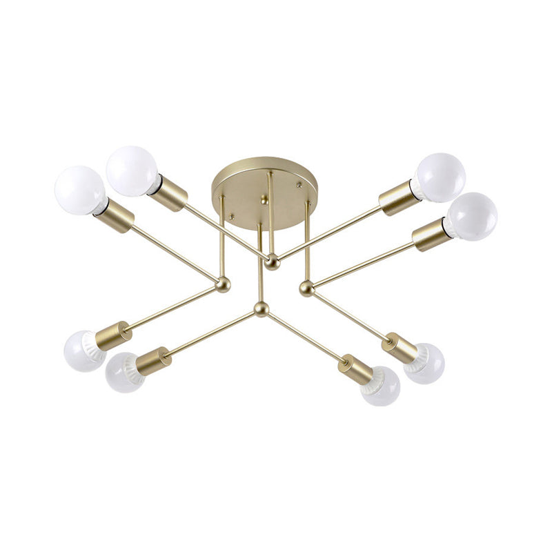 Contemporary Gold Metal Radial Chandelier Ceiling Light With 8 Heads