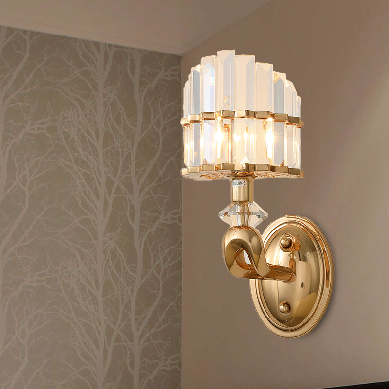 Modern Crystal Gold Wall Lamp - Geometric Design With Led Lighting Perfect For Living Room