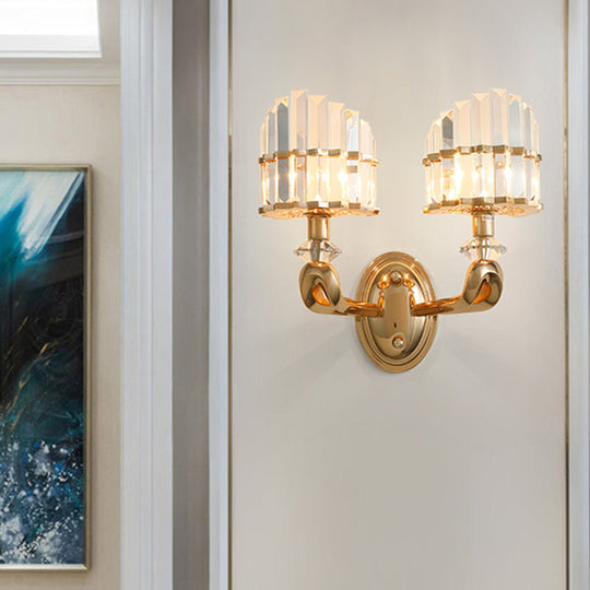 Modern Crystal Gold Wall Lamp - Geometric Design With Led Lighting Perfect For Living Room 2 /