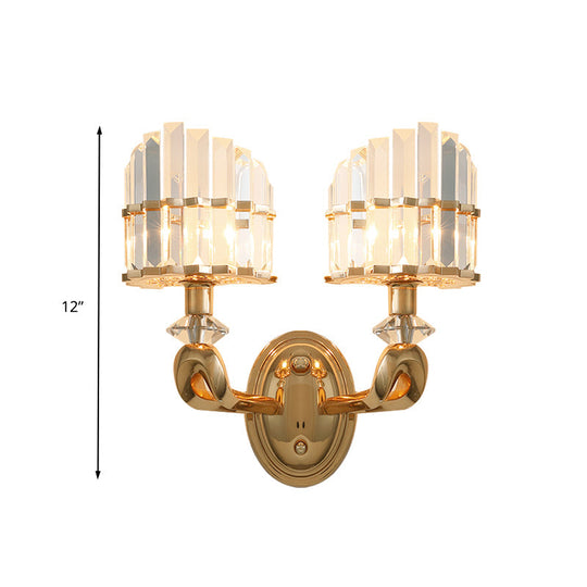 Modern Crystal Gold Wall Lamp - Geometric Design With Led Lighting Perfect For Living Room
