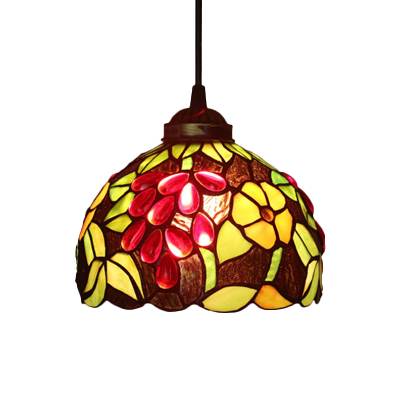 Victorian Cut Glass Pendant Light Kit- Single Grape/Flower/Diamond Suspension Lamp In