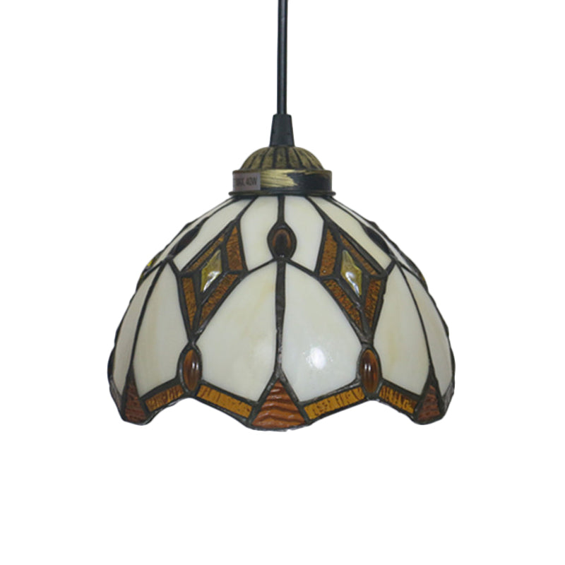 Victorian Cut Glass Pendant Light Kit- Single Grape/Flower/Diamond Suspension Lamp In