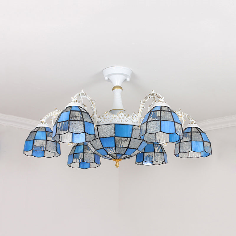 Baroque White/Blue/Silver Glass 9 - Light Ceiling Light Fixture For Bedroom
